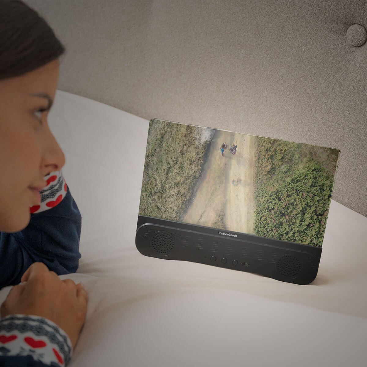 Amplificador de Pantalla 12" para Móvil con Altavoz Bluetooth Recargable