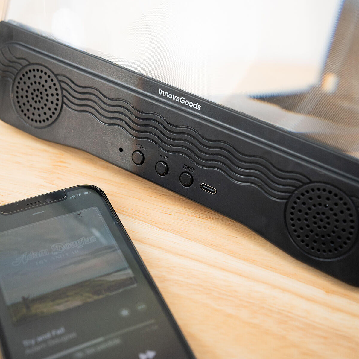 Amplificador de Pantalla 12" para Móvil con Altavoz Bluetooth Recargable