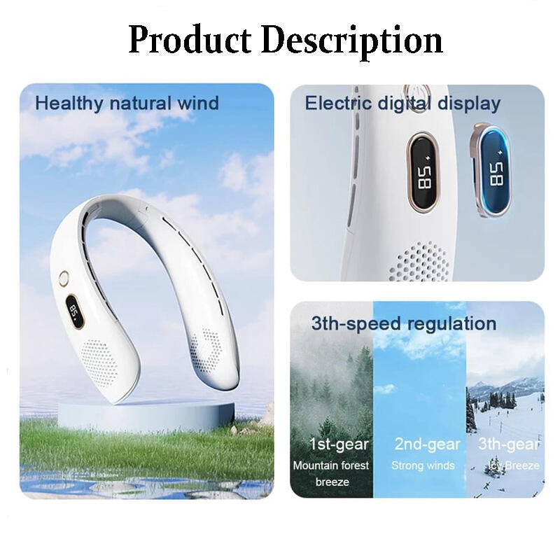 Ventilador de Cuello Portátil con Pantalla Digital